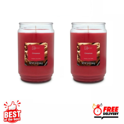 ( Pack of 2 ) Cinnamon Scented Single-Wick Large Glass Jar Candle, 20 Oz, Red-image