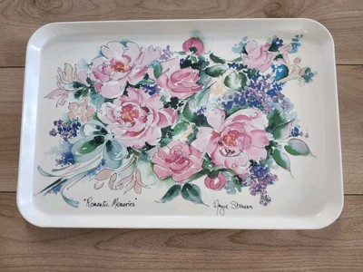 Vintage Design Imports Large Floral Flowers Serving Tray Italy Melamine Strauss-image