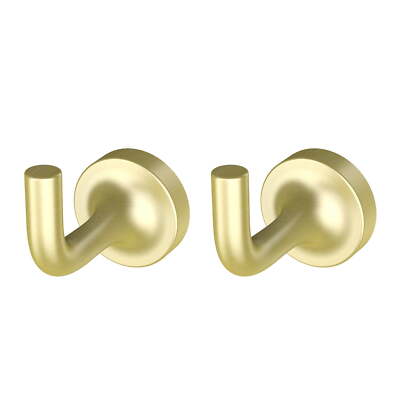 Better Homes & Gardens Clean Modern Wall Mount Robe Hook, Brushed Brass, 2 Pack-image