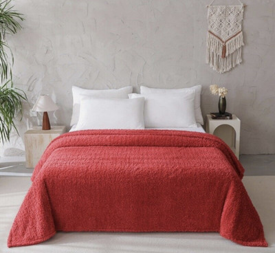 Mainstays Faux Shearling Blanket, RED King 102