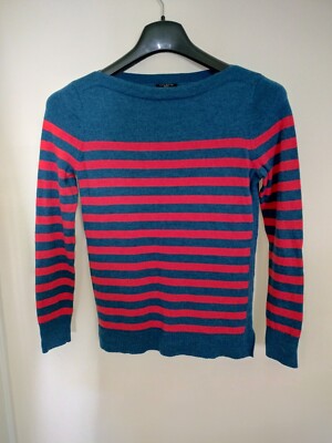 Talbots Pure Merino Wool Sweater Boat Neck Striped Cozy Soft Size SP-image