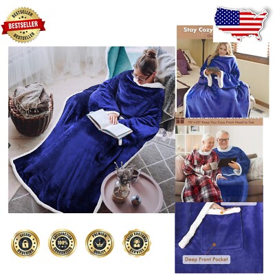 Unisex Oversized Sherpa Blanket with Kangaroo Pocket - Ultimate Comfort Wear-image