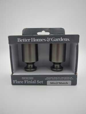 Better Homes & Gardens Flare Finial Set - Mix & Match - Pewter Rod Ends - NEW-image