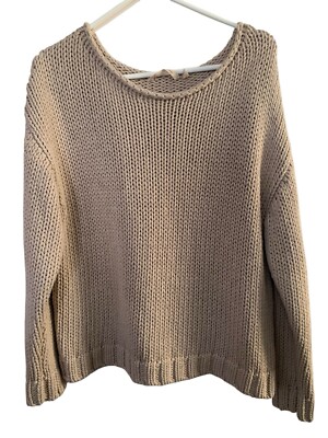 Soft Surroundings Beige Women’s Size L Cream Knit Long Sleeve Chunky Sweater-image