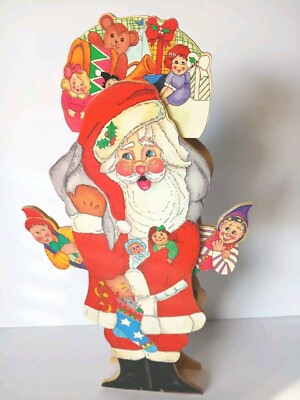 Vintage Santa's Workshop & Elves Musical Motion Wind Up Wooden Christmas Decor -image