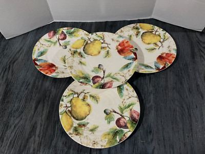 EUC * PIER 1 IMPORTS * Verona Assorted Fruit Dinner Plate Set of 4 - Beautiful-image