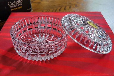 1981 Cachette 24% Crystal Trinket Box Action Imports Original Box West Germany-image