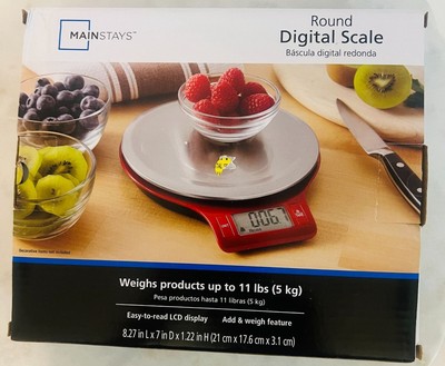 Mainstays Round Digital Scale With LCD Display Postage Food 11 lbs max batteries-image