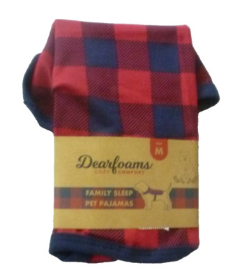 Dog Christmas Dearfoams cozy comfort Red Plaid Pet Pajamas size M-image