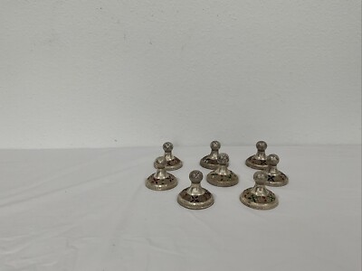 Silver Colored Place Holders With Colorful Insert Design - 8 Pieces-image