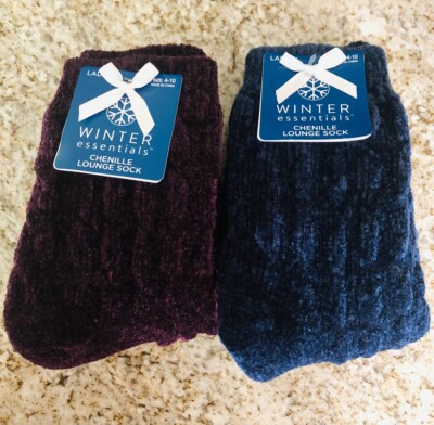 2 Pairs Winter Essentials Chenille Lounge Sock  Size 4-10-image