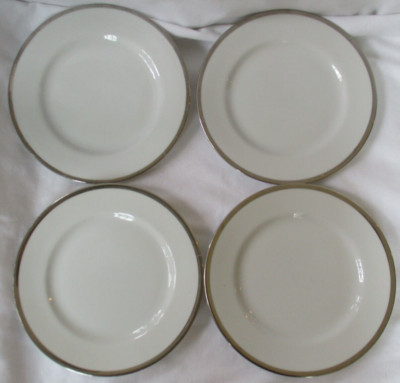 PIER 1 WHITE & PLATINUM SALAD PLATE - SET OF 4-image