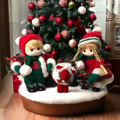 Vintage Terry’s Village Christmas Boy & Girl Musical w/Moving Heads Collectable-image