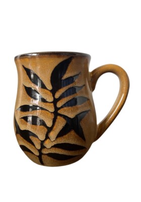 Pier 1 Imports Stoneware Mug Leaf Branch Design-image