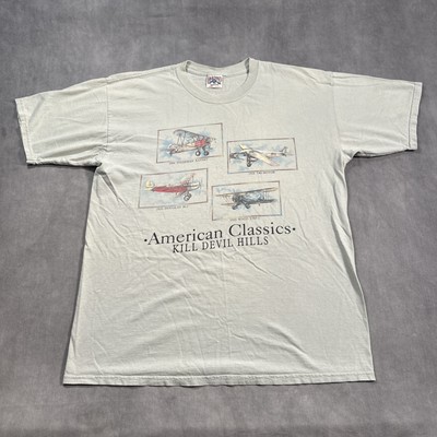 Vintage American Classics AirPlanes Kill Devil Hills LARGE T-Shirt HIGH WIND USA-image