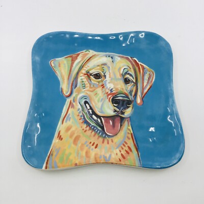 Pier 1 Imports PORTRAIT PUPPIES Labrador  8” Square Salad Plate-image
