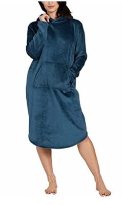 32 DEGREES Heat Women's Hooded Cozy Plush Sleep Lounger (Small-Medium, Teal)-image
