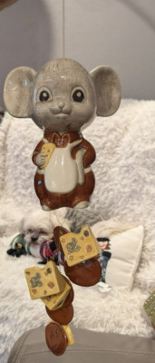 Vintage Mouse With Cheese Garden Wind Chime  28 High BY 6 Wide NEW-image