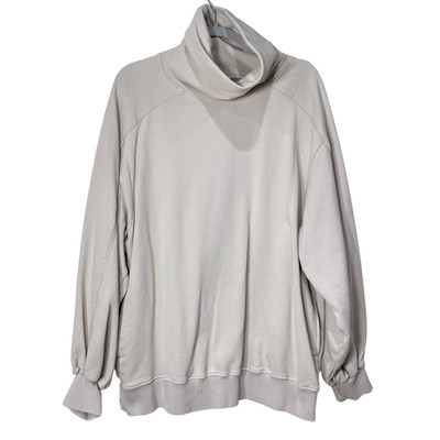 Nap Women's Beige Boxy Turtleneck Pullover Sweatshirt Slouchy Oversized Cozy S-image