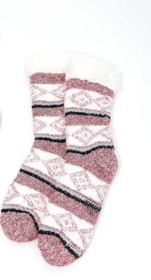 Cuddl Duds Faux Sherpa Cozy Lined Socks -Rumba Red-One Size A344017 NEW-image