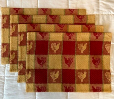 Pier 1 Imports Set of 4 Red & Yellow Chicken Design Placemats-image