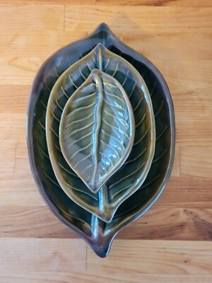 Pier 1 Nesting Serving Dishes (Leaf/Leaves) Stoneware Set Of 3-image