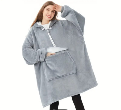 comfy sherpa wearable blanket oversized cozy lounge fleece blanket  hoodie-image