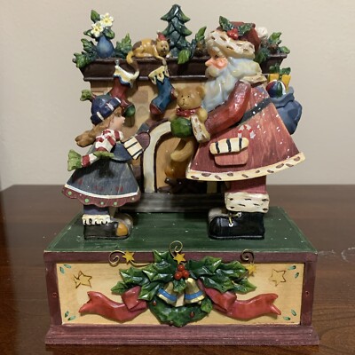 Studio Nova Holiday Whimsical Wind-Up Animated Music Box Vintage Wooden -image