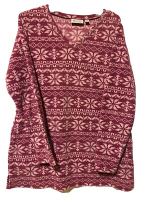 Denim And Company Cozy Thick Fleece Short Night Gown Size S Purple W/Snowflakes-image