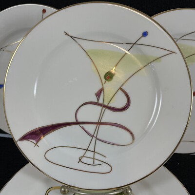 Pier 1 Imports Martini Cocktail Appetizer Dessert Plates 7.5”  Set Of 4-image