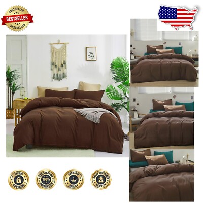 Cozy 3Pcs Chestnut Brown Twin Comforter Set - Solid Pattern for All Seasons-image