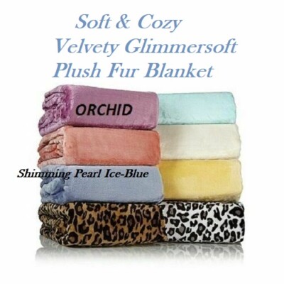 Soft & Cozy Velvety Glimmersoft Plush Fur Blanket Ice Blue ( Queen )-image