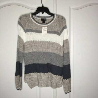 Ceny Women's Pullover Stripe Sweater Medium Oatmeal NEW cozy comfort oversized-image