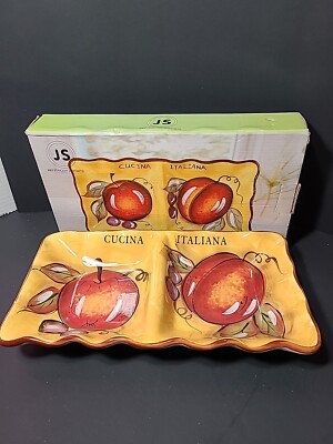 Cucina Italiana Fruits Design Ceramic Divided Appetizer Serving Platter-image