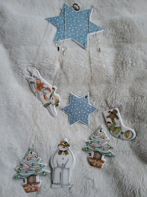 Royal Doulton Flying Snowman Wind Chime Bone China 1985 Vintage Christmas Video-image