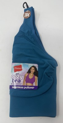 Hanes Women's Get Cozy All Day Comfort Seamless Pullover Wirefree Bra - Aqua 3X-image