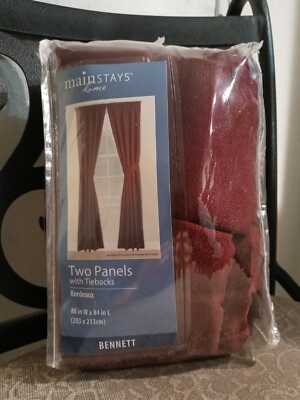   Mainstays Home 2 Panels & Tiebacks Bordeaux BENNETT 80