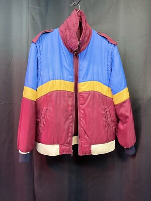 Vintage Windbreaker Nylon Puffer Ski  Jacket Convertible Vest Size Med-image