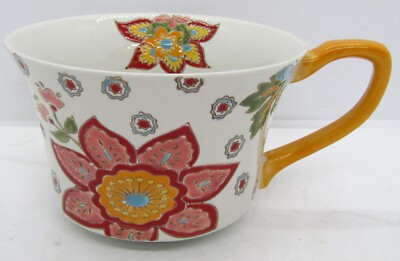 Dutch Wax Coastline Imports Hand Painted Ceramic Coffee Cup Mug  Floral Design-image
