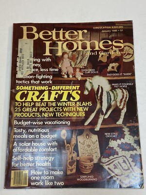 Better Homes and Gardens Magazine Jan 1980 Different Crafts Felt Horse Woodburn-image