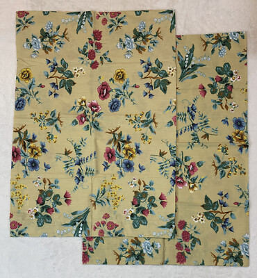 Vintage 1992 Pair Beige Floral Pillowcases Standard NEW Cozy Home Fashions-image