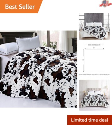 Cozy Cows Flower Sherpa Blanket - Soft 86