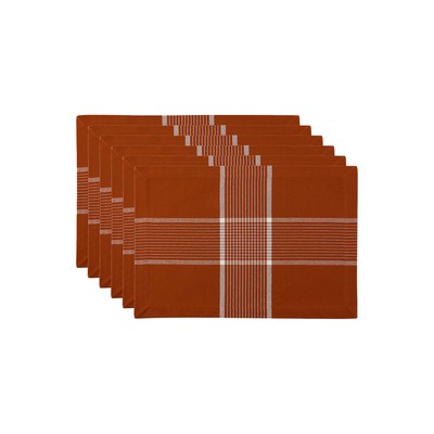 Design Imports Fiesta Rust Check 6-Pc. Placemats - FIESTA RUST ONE SIZE-image