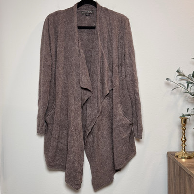 Barefoot Dreams Brown S/M Cozychic Lite Island Wrap Open Front Cardigan Cozy-image