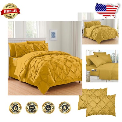 Elegant Mustard Twin/Twin XL Pintuck 8-Piece Comforter Set - Cozy Luxury Awaits-image