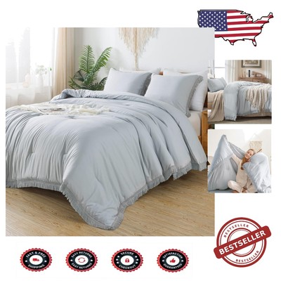 Ultra-Soft Boho Tassel Queen Bedding Set - 90x90 Comforter & Pillowcases-image