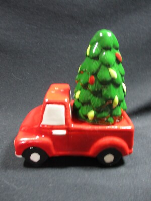 Design Imports Ceramic Salt & Pepper Shakers - Red Truck & Christmas Tree-image