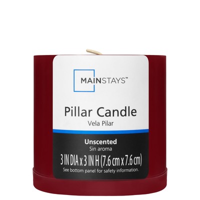 Mainstays Unscented Decorative Pillar Candle 3x3 Red, solid color-image