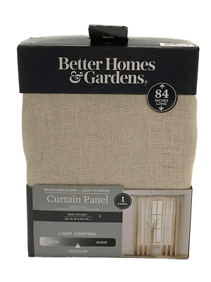 Better Homes & Gardens Curtain Panel Beige Medium Light Filtering, 50W x 84L-image