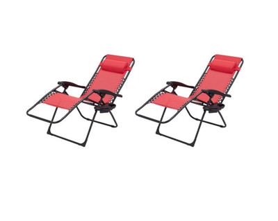 Mainstays MSX128059664007 Outdoor Zero Gravity Chair Lounger, 2 Pack - Red-image